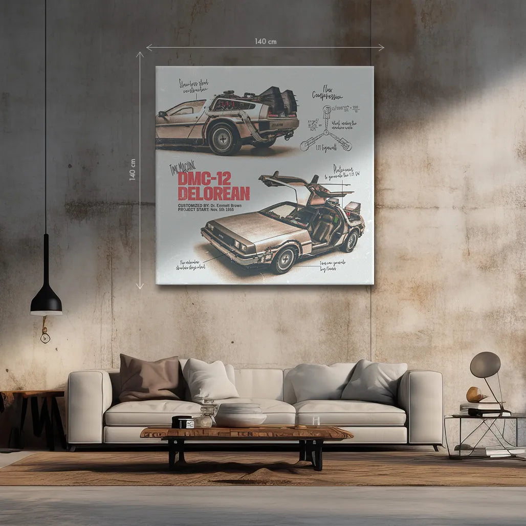 Wandbild Time Maschine Zeitmaschine Delorean Flux Kompensator