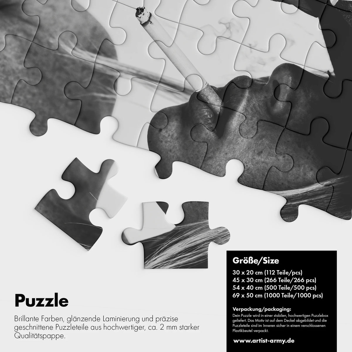 Cowgirl Puzzle Detailansicht Schwarz-Weiß Fotografie