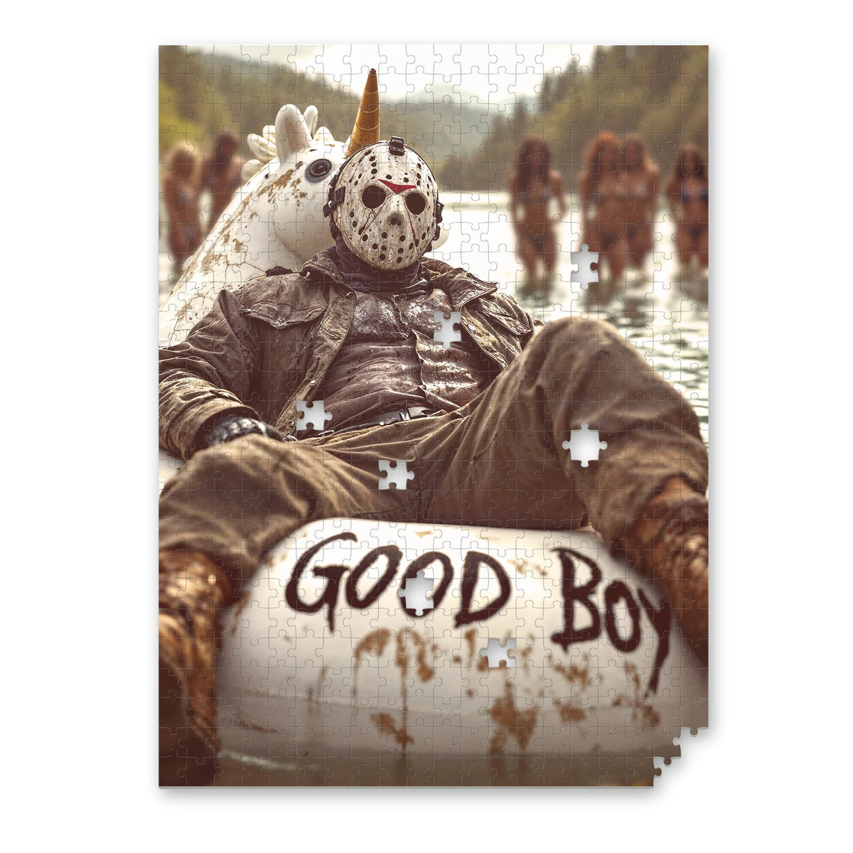Jason Voorhees Good Boy Horror Puzzle mit Einhorn