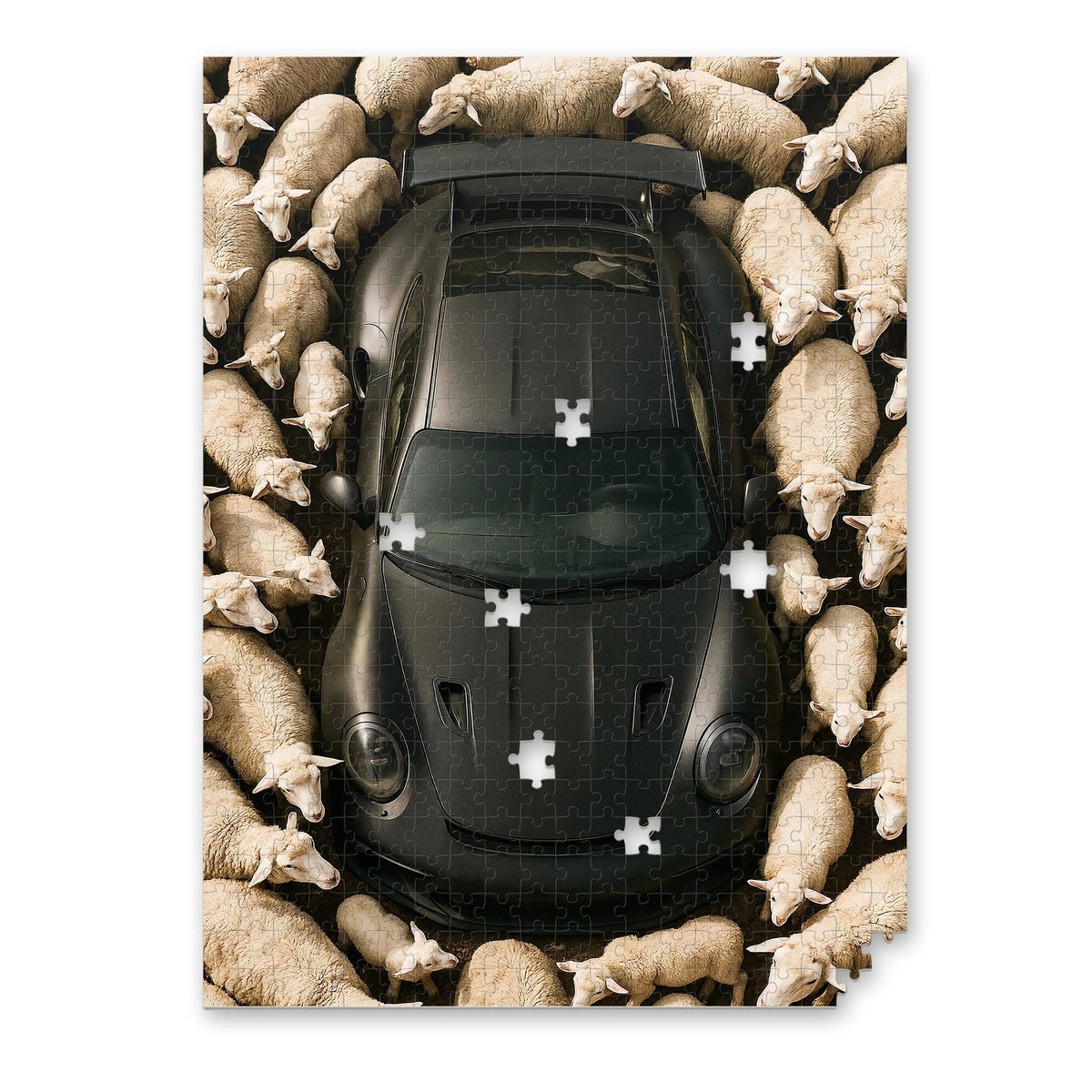 Porsche 911 GT3 Puzzle Störenfried mit weißer Schafherde