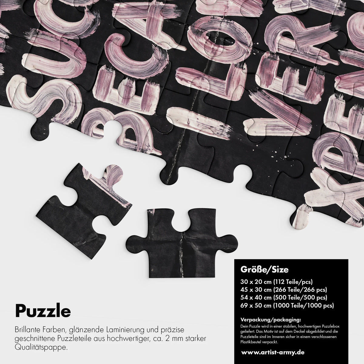 Very Expensive Puzzle Detail mit handgemalter Statement Typografie