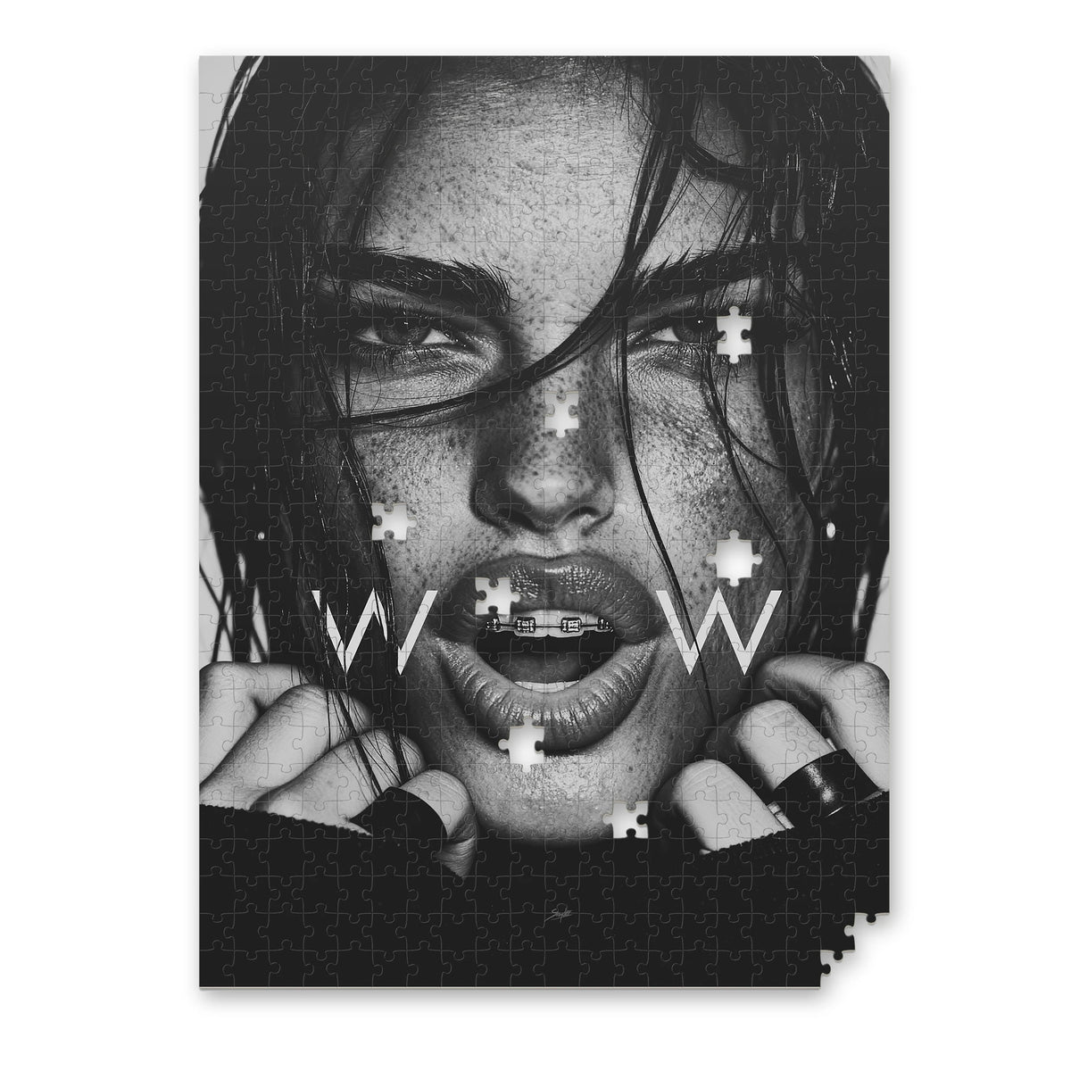 WOW Schwarz-Weiß Puzzle für Erwachsene mit modernem Frauenportrait