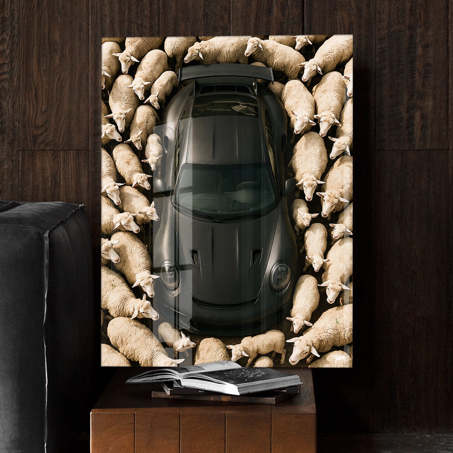 Porsche GT3 RS in Schafherde - Der Stoerenfried Artwork Artist Army
