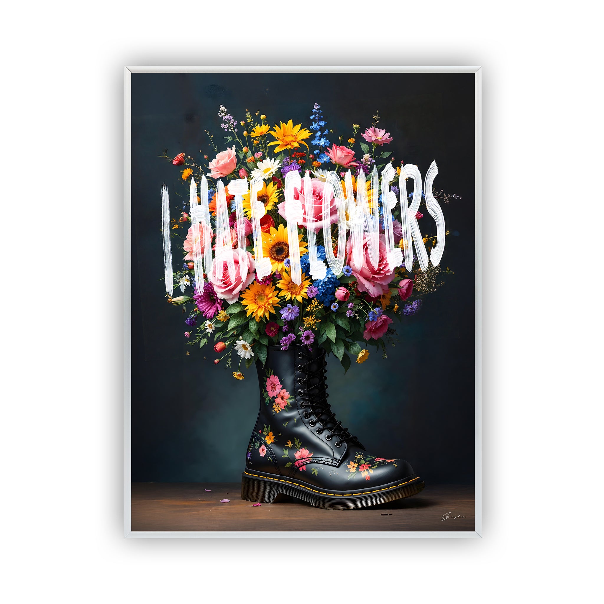 i-hate-flowers-poster-silver-frame