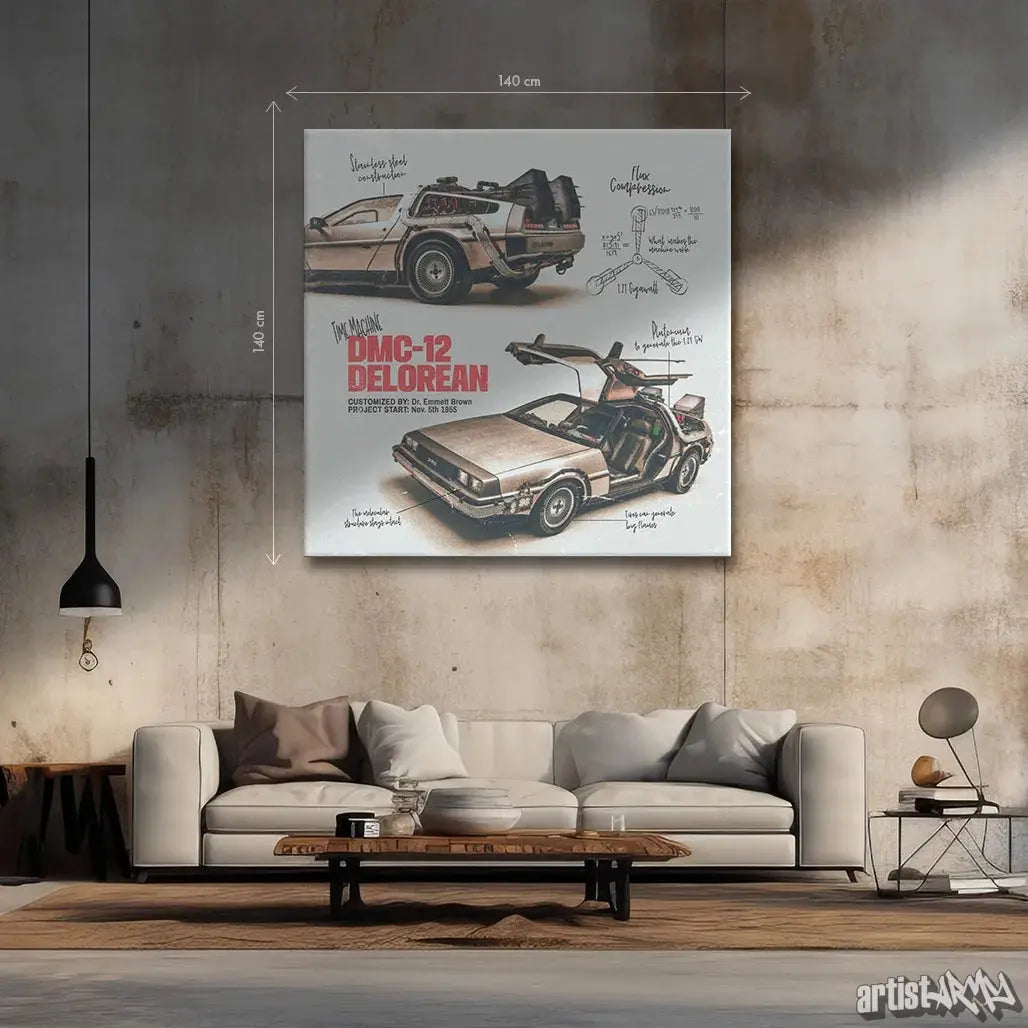 Wandbild Time Maschine Zeitmaschine Delorean Flux Kompensator