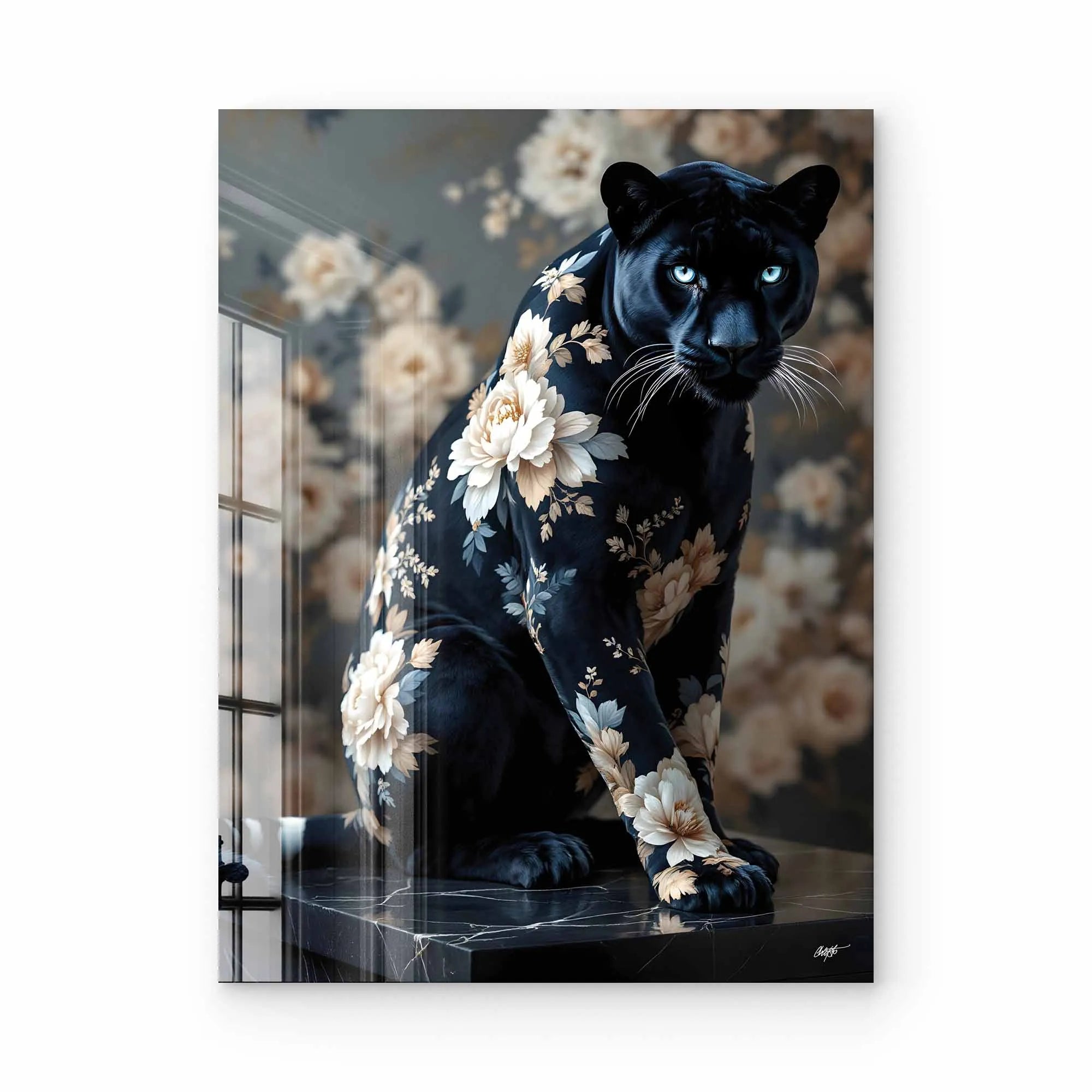 Artist Army Black Floral Panther Acrylglasbild 1