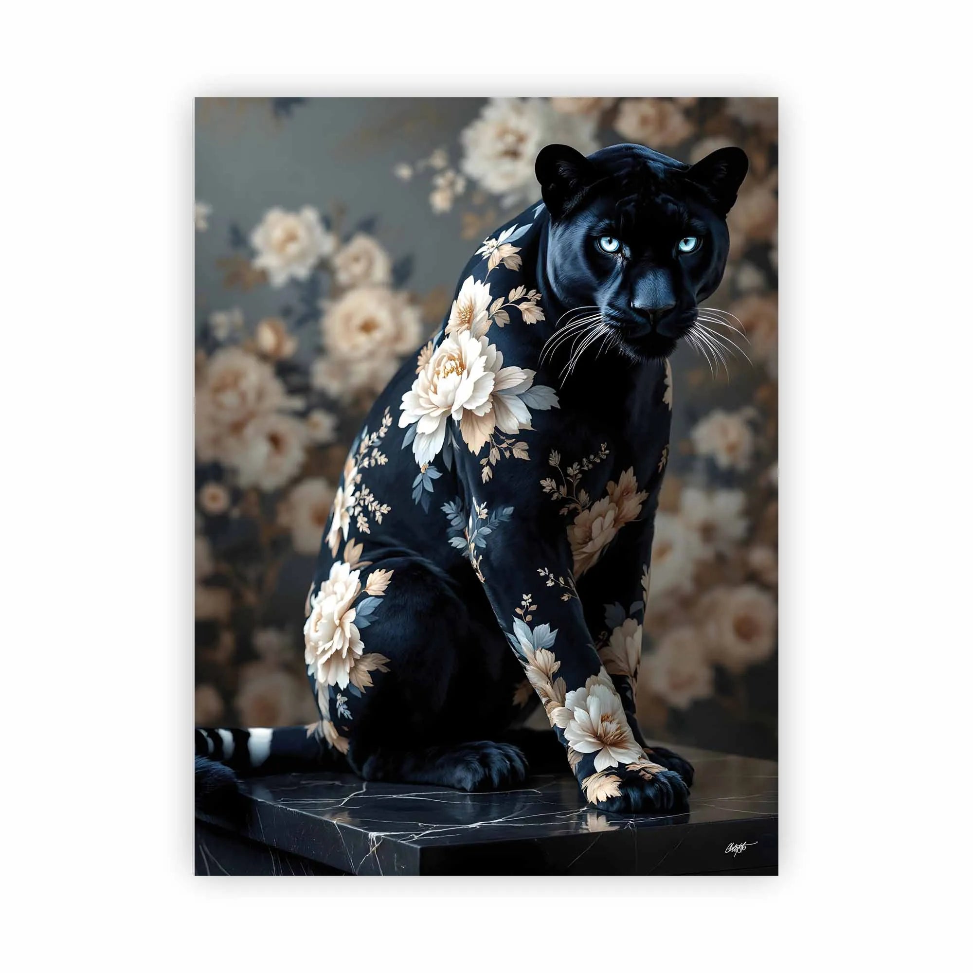 Artist Army Black Floral Panther Alu Dibond 1