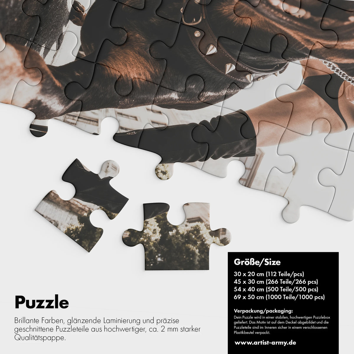 Doggystyle Kunstpuzzle Detail mit Hundemotiv und hochwertigen Puzzleteilen