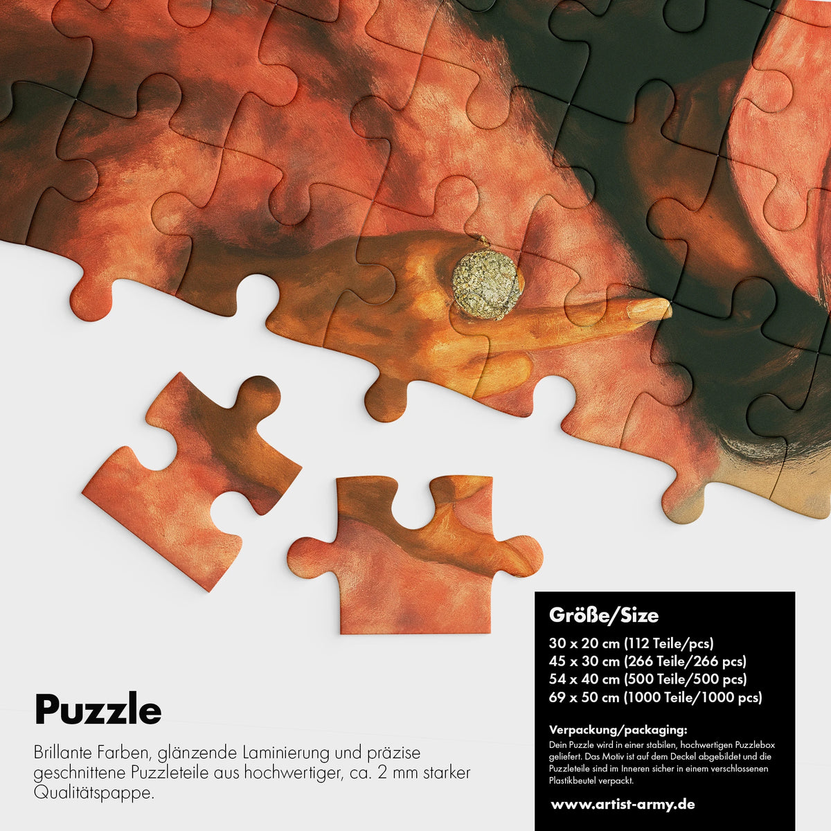Legend Puzzle Detail mit rotem Outfit und Schmuck