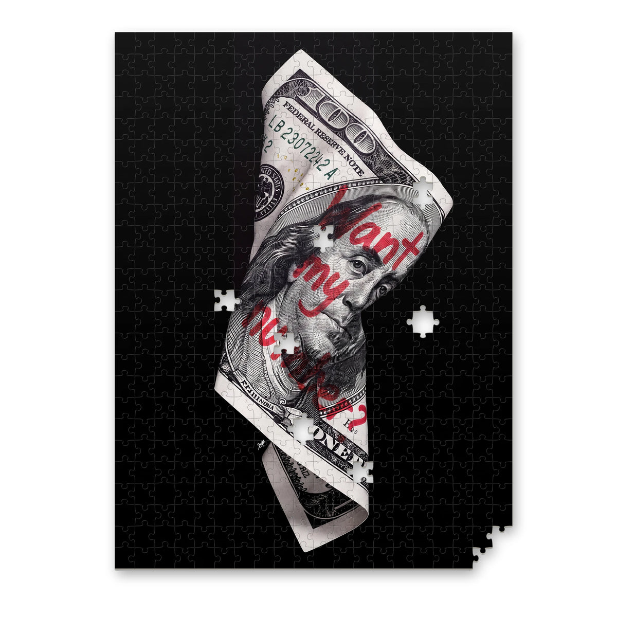 Want My Number Dollar Puzzle für Erwachsene mit Benjamin Franklin
