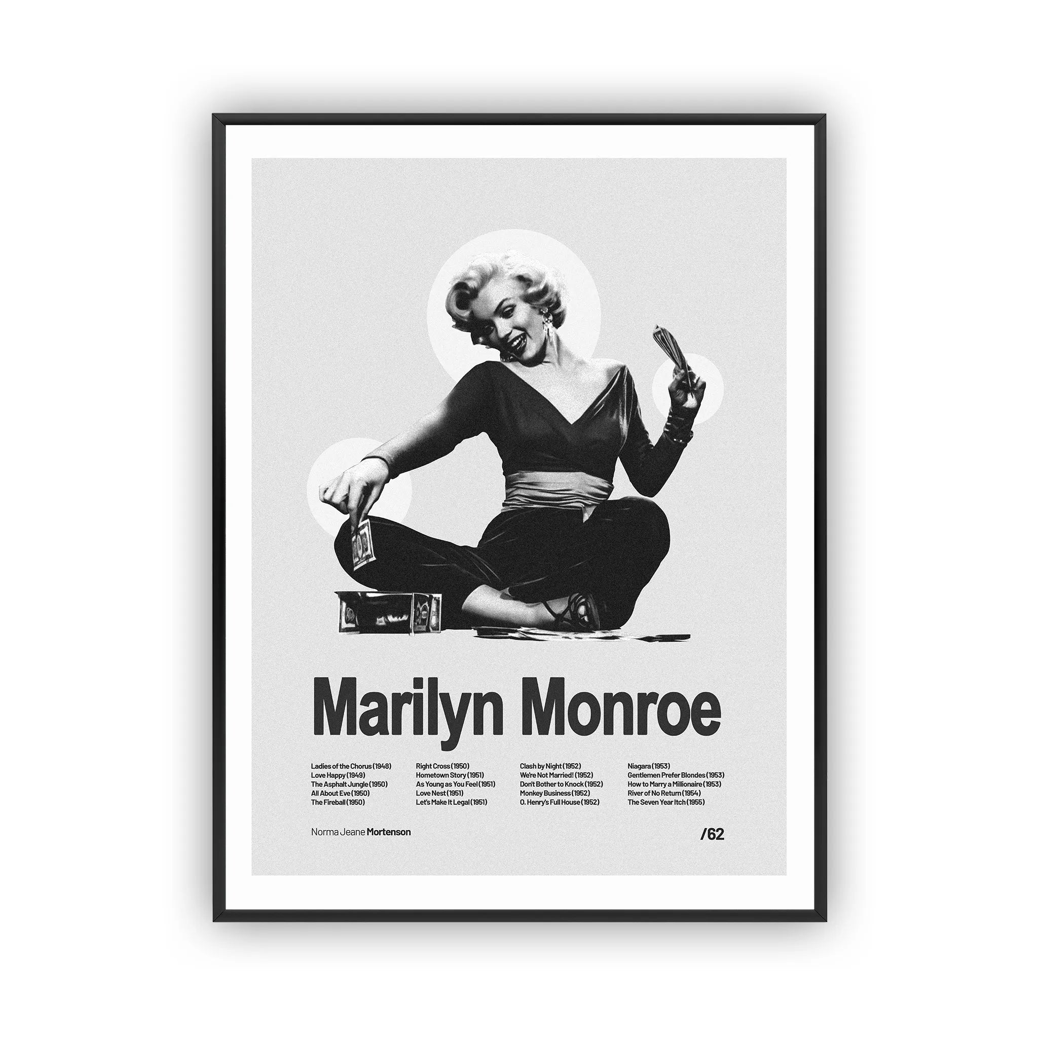 Marilyn Monroe Black and White Poster