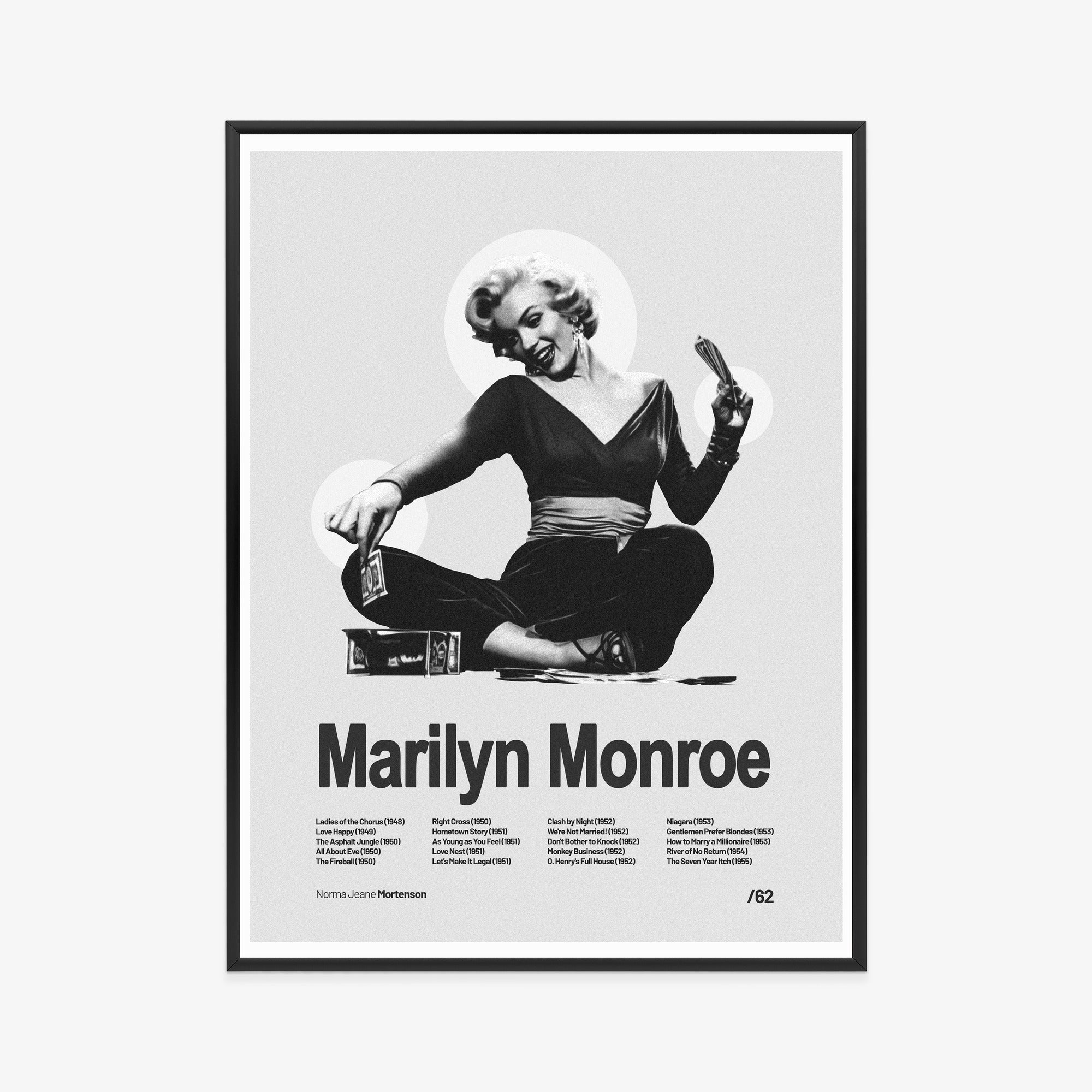Marilyn Monroe Black and White Poster