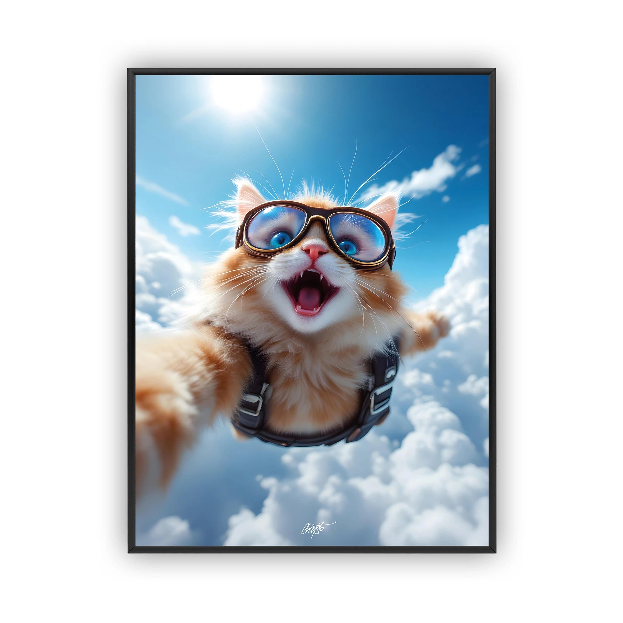 skydive-cat-poster-black-frame