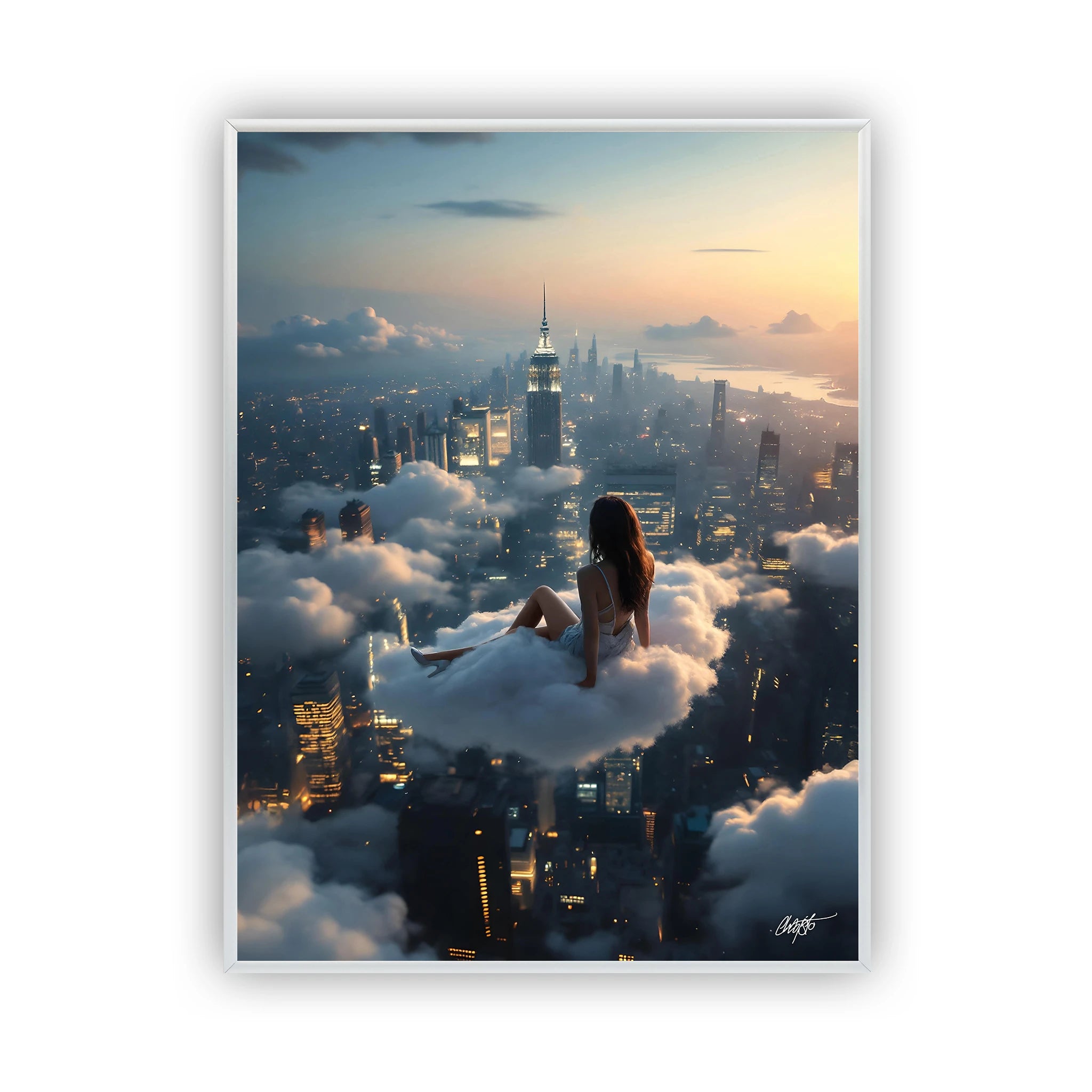 women-clouds-3-poster-silver-frame